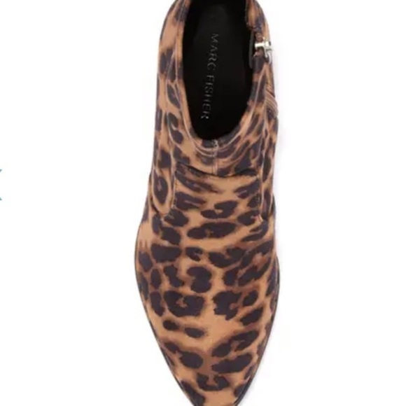 Marc Fisher Leopard fabric booties block heel NIB boots fall winter animal print - Picture 2 of 6